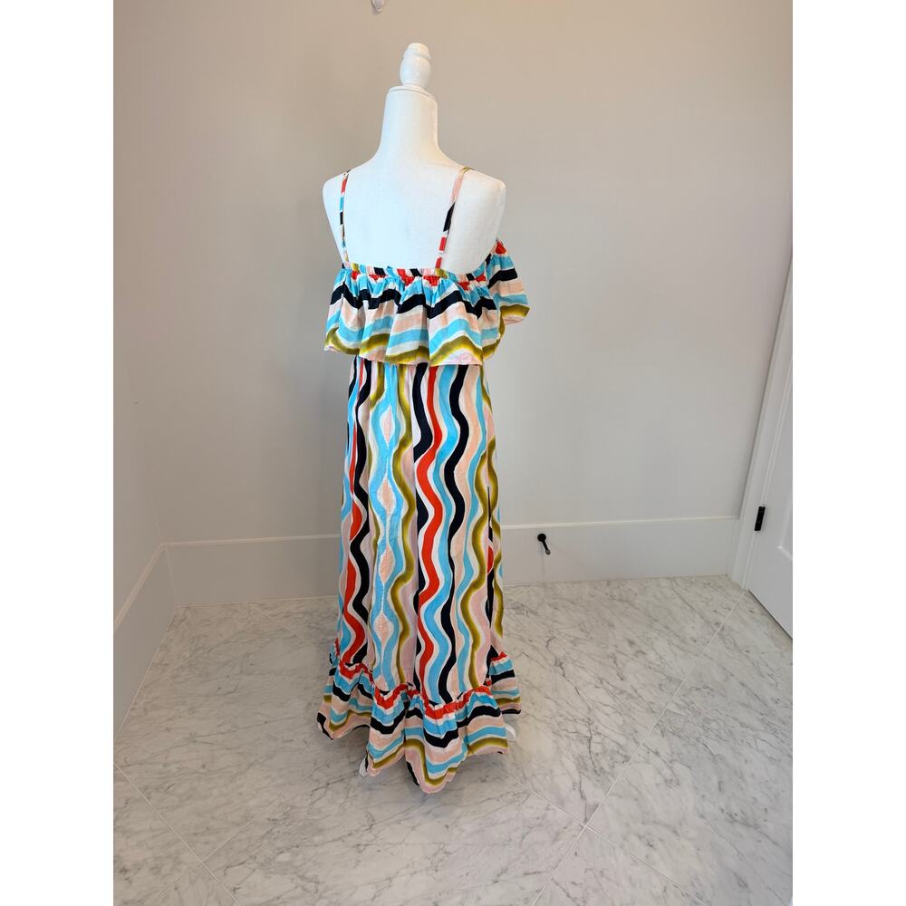 FARM Rio Wavy Stripe Ruffle Sleeveless Maxi Dress Large - Picture 6 of 12